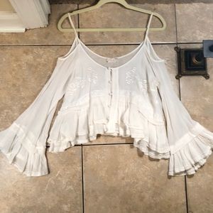 Free People Bell Sleeve Ruffle Top